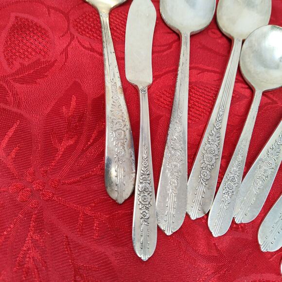 5X Serving Pieces 1939 ROYAL ROSE Oneida Nobility Plate Silverplate Spoons Sprea - Picture 6 of 14